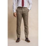 Gaston - Pantaloni da uomo in tweed a quadri color oliva