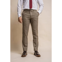 Gaston - Pantaloni da uomo in tweed a quadri color oliva