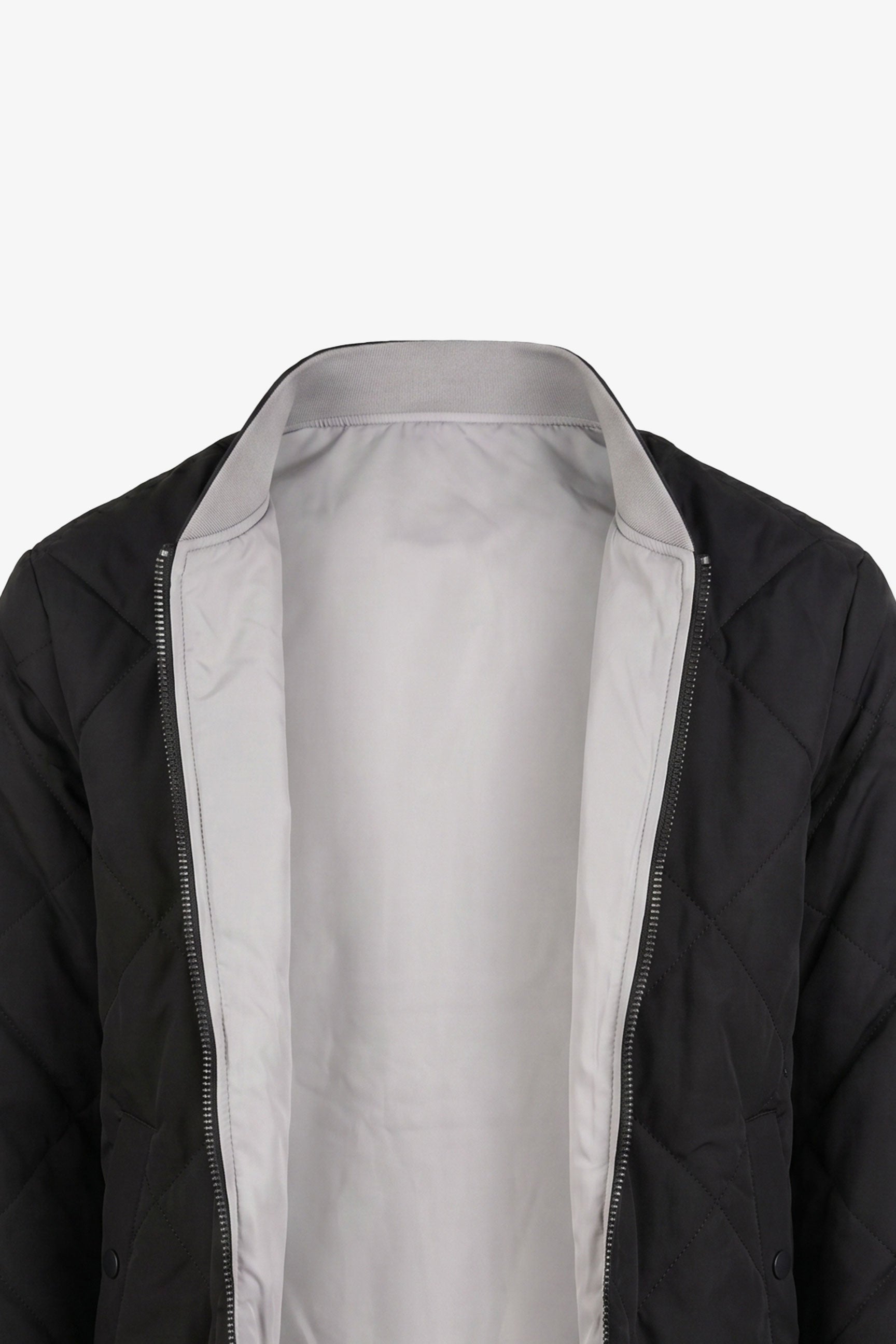 Giacca bomber reversibile da uomo nera e beige, leggera e trapuntata, 2 in 1