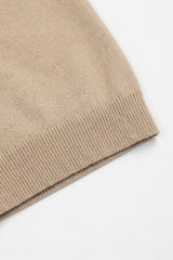 Polo da uomo beige con cerniera sul collo, lavorata a maglia