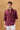 Camicia da uomo bordeaux in puro lino, a maniche lunghe, con bottoni, ideale per l'estate.