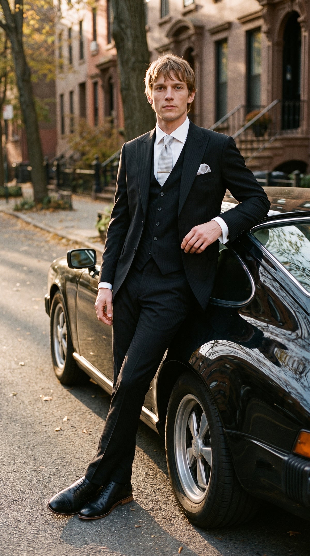 Look #819 styled with Roberto - Abito da uomo in misto lana a righe nere, 3 pezzi