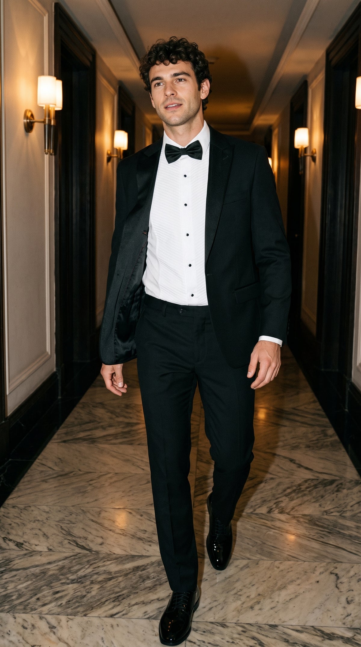 Look #799 styled with Aspen - Abito da uomo da sposo in due pezzi, stile smoking nero