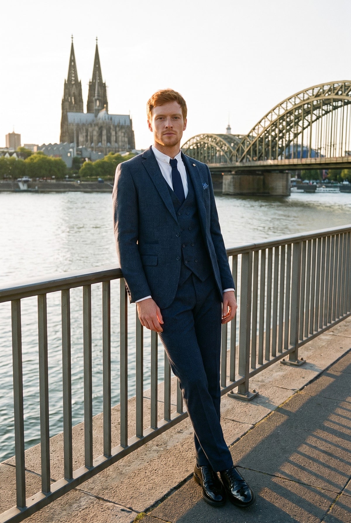 Look #382 styled with Abito da uomo blu navy 3 pezzi con gilet doppiopetto