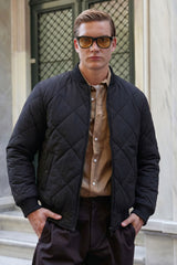 Giacca bomber reversibile da uomo nera e beige, leggera e trapuntata, 2 in 1