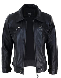 Mens Classic Black-Brown Leather Jacket
