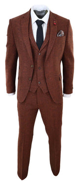 Rust Herringbone Tweed 3 Piece Suit