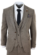 Oak-Brown Herringbone Tweed 3 Piece Suit