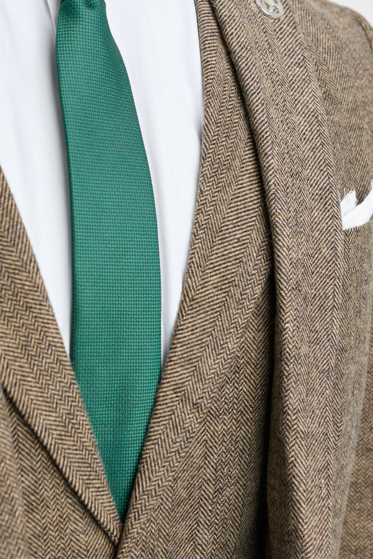 Abito 3 pezzi in tweed a spina di pesce color rovere-marrone