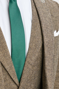 Abito 3 pezzi in tweed a spina di pesce color rovere-marrone