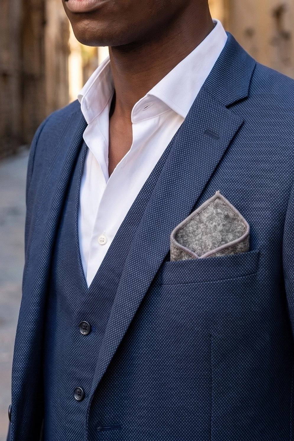 Fazzoletto da taschino da uomo in tweed grigio