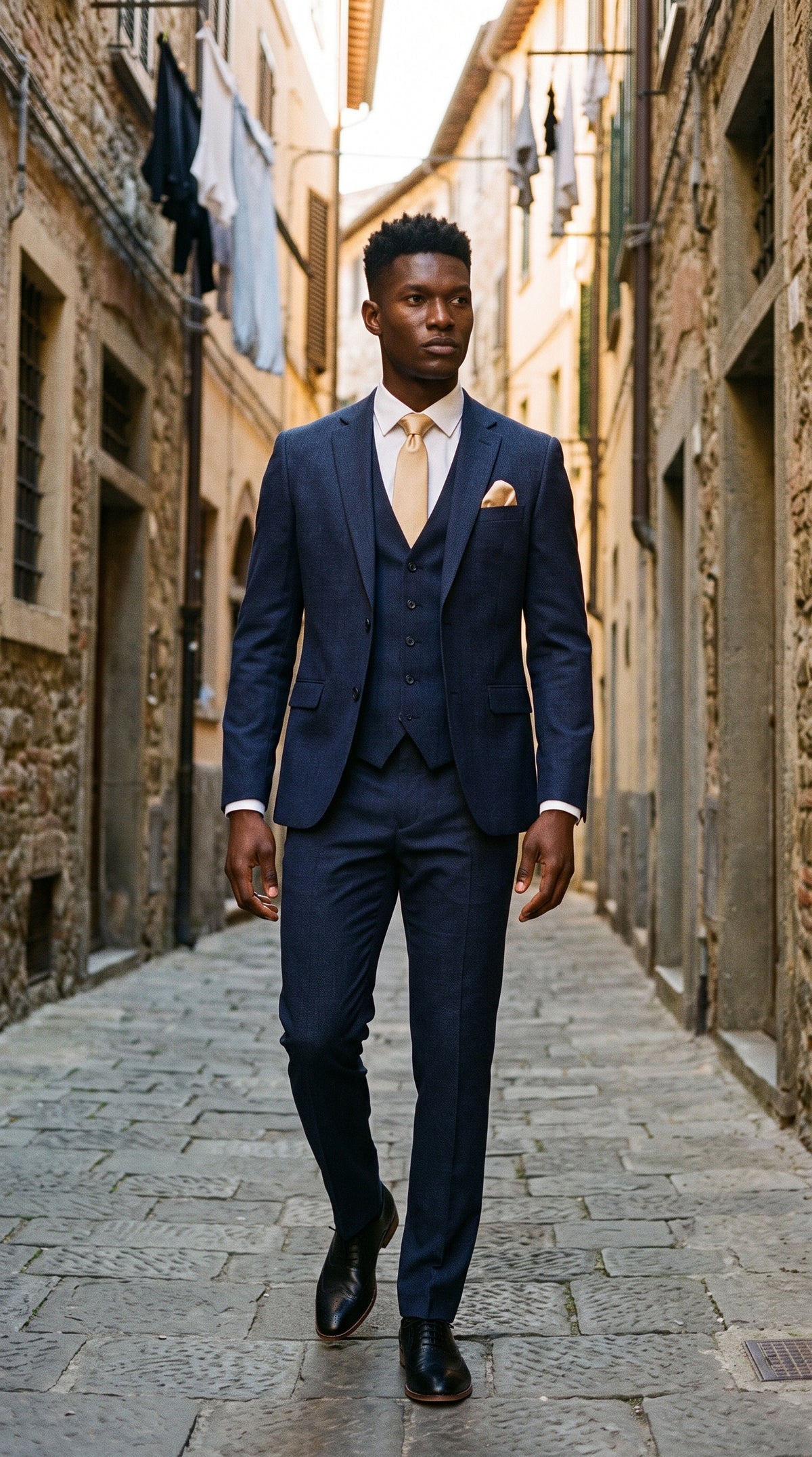 Look #821 styled with Malibu - Abito da uomo su misura, 3 pezzi, blu navy