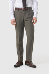 Gaston - Pantaloni da uomo in tweed a quadri color oliva