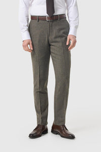 Gaston - Pantaloni da uomo in tweed a quadri color oliva