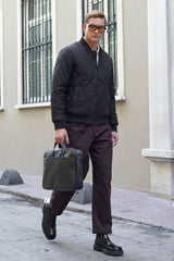 Giacca bomber reversibile da uomo nera e beige, leggera e trapuntata, 2 in 1