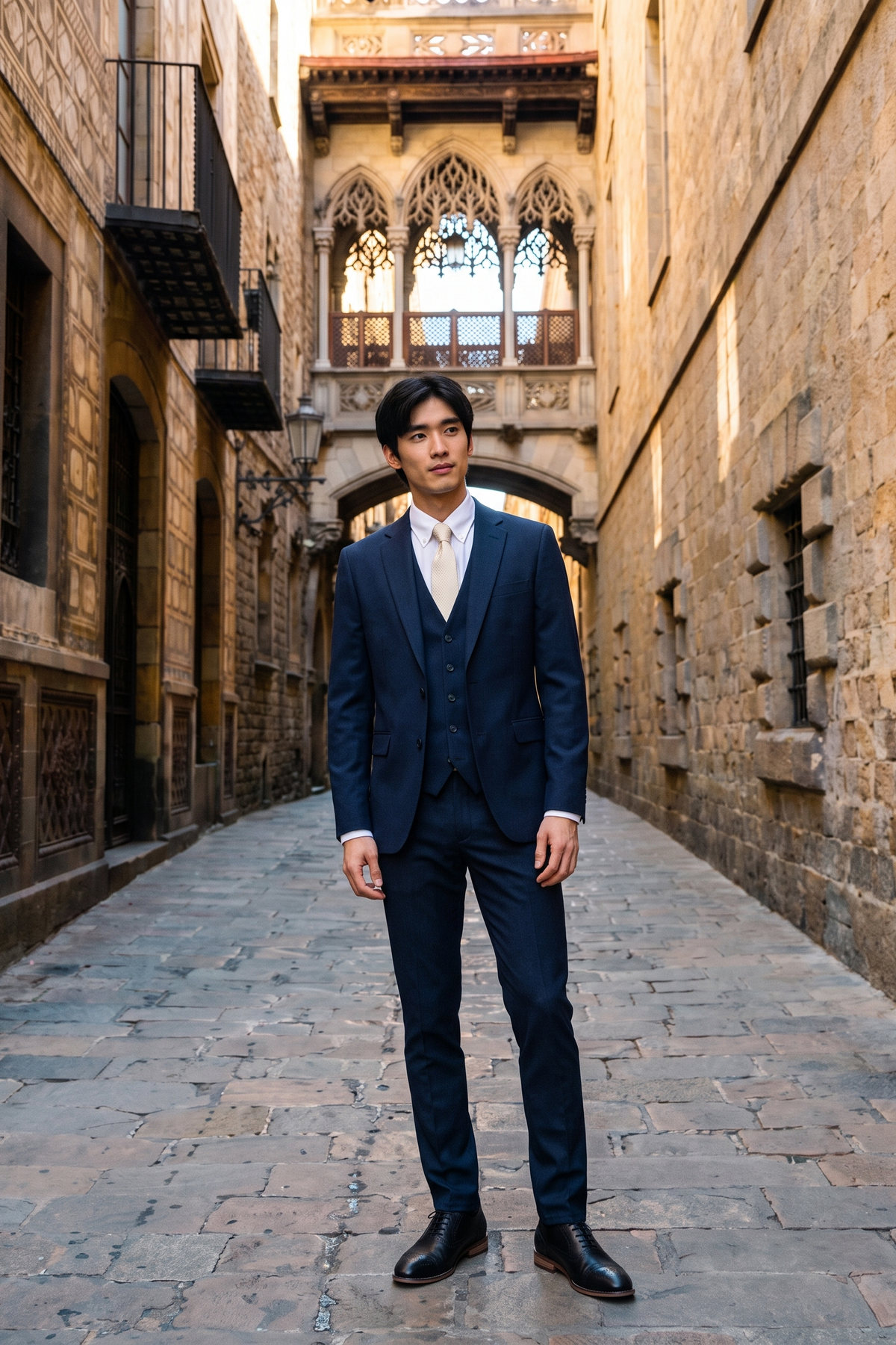 Look #820 styled with Malibu - Abito da uomo su misura, 3 pezzi, blu navy
