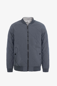 Giacca bomber reversibile da uomo grigia e beige, leggera e trapuntata, 2 in 1