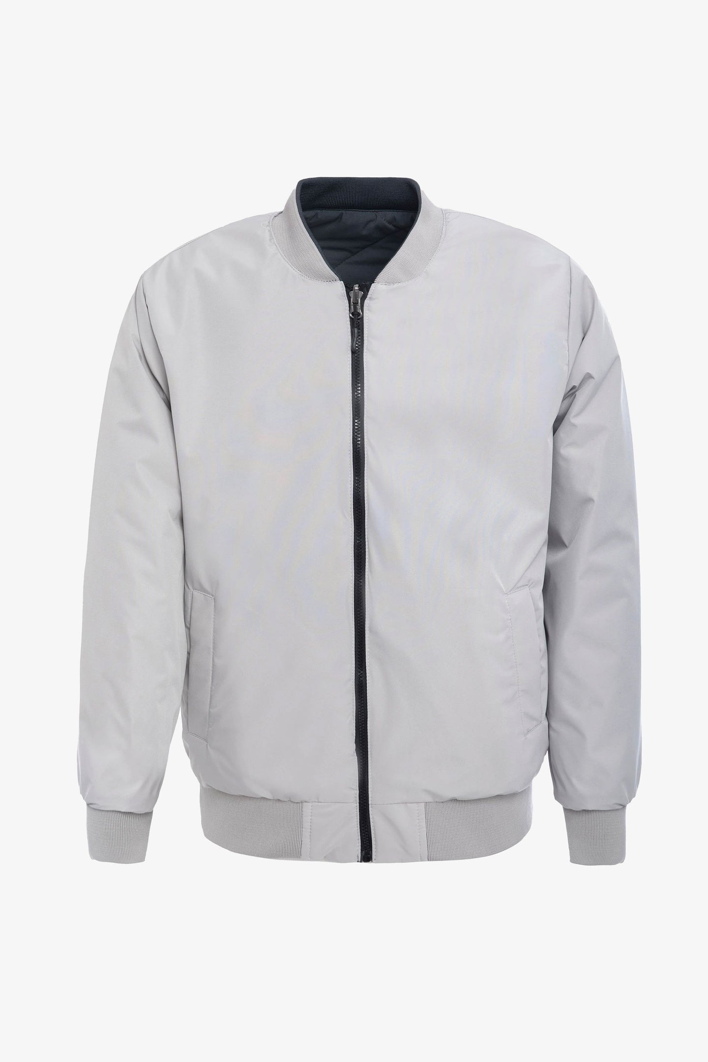 Giacca bomber reversibile da uomo grigia e beige, leggera e trapuntata, 2 in 1