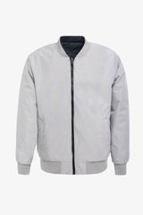 Giacca bomber reversibile da uomo grigia e beige, leggera e trapuntata, 2 in 1