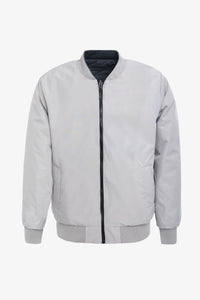 Giacca bomber reversibile da uomo grigia e beige, leggera e trapuntata, 2 in 1