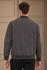 Giacca bomber reversibile da uomo grigia e beige, leggera e trapuntata, 2 in 1