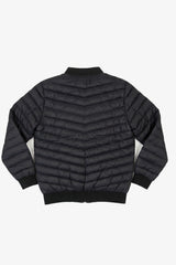 Giacca bomber da uomo nera trapuntata, leggera, imbottita e con cerniera.