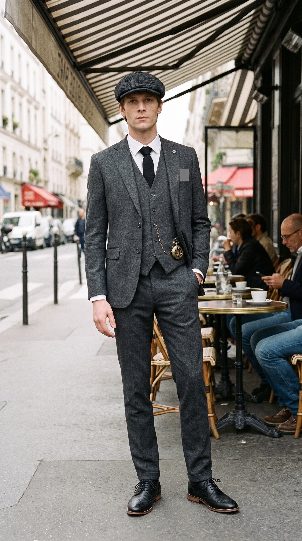 Look #831 styled with Abito da uomo in lana grigia
