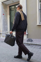Giacca bomber reversibile da uomo nera e beige, leggera e trapuntata, 2 in 1