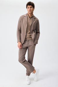 Blazer da uomo in morbido jersey color tortora, giacca elegante e casual.