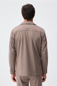 Blazer da uomo in morbido jersey color tortora, giacca elegante e casual.