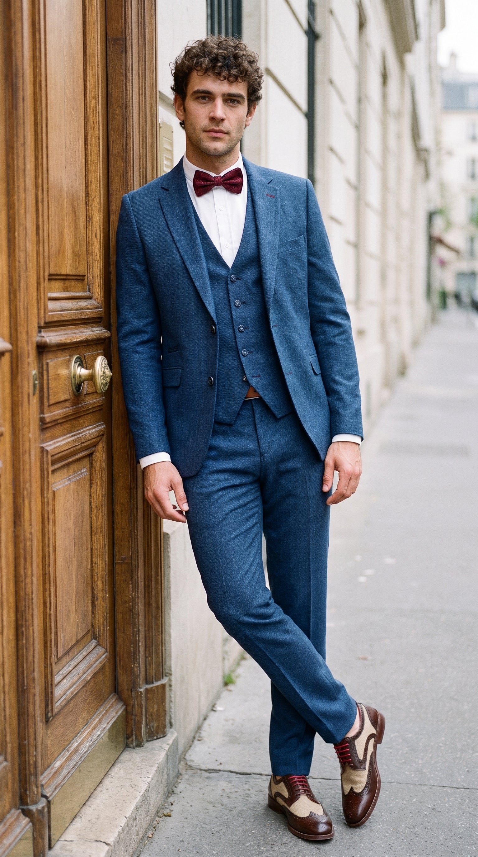 Look #839 styled with Abito estivo in lino blu da uomo