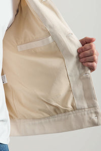 Giacca da uomo in twill di cotone beige - modello trucker
