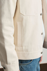 Giacca da uomo in twill di cotone beige - modello trucker