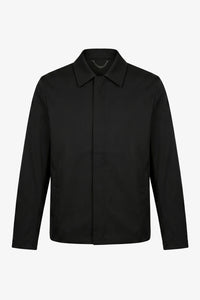 Giacca Harrington da uomo nera con colletto, impermeabile.