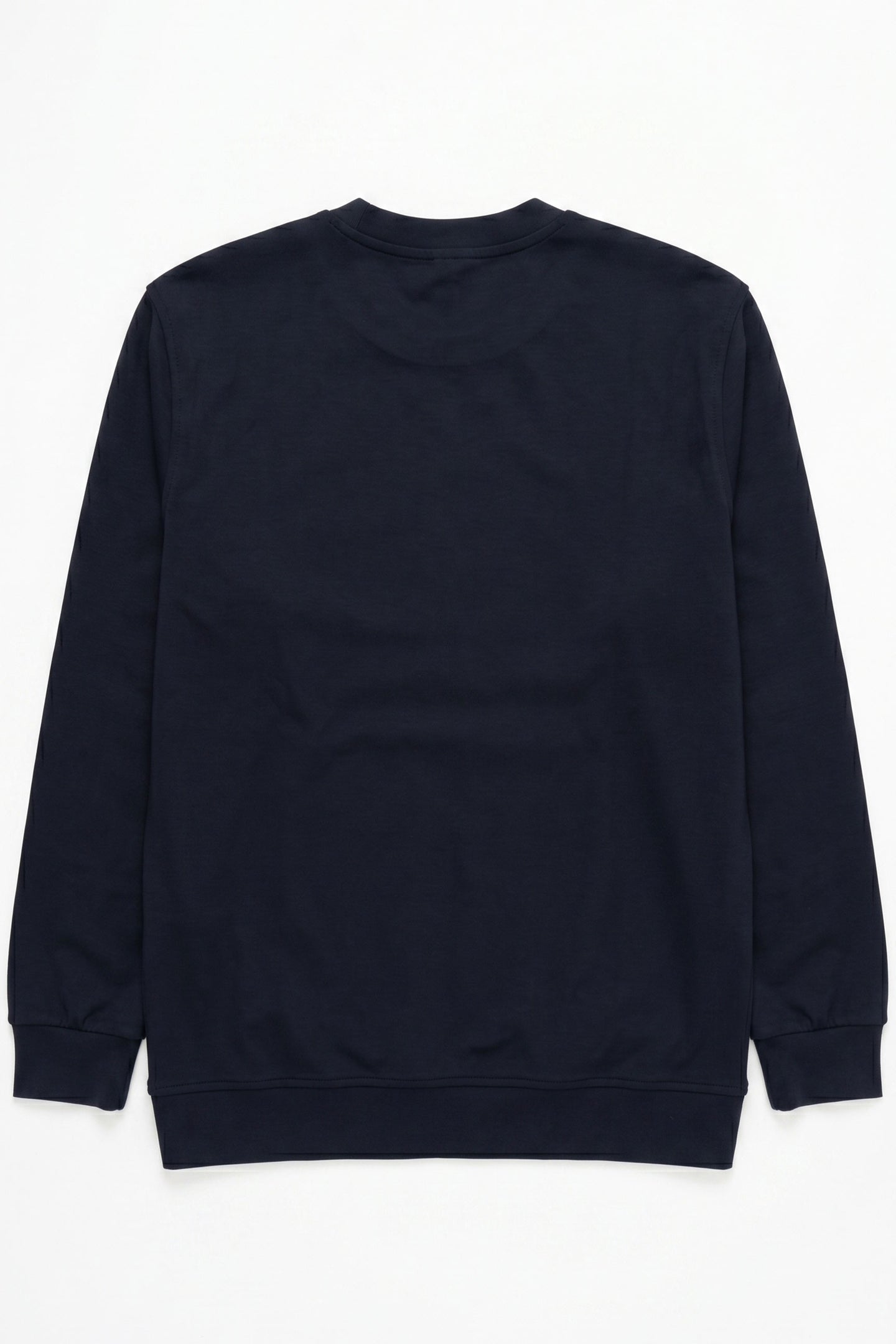 Felpa da uomo blu navy in misto cotone, girocollo, maniche lunghe, elasticizzata.