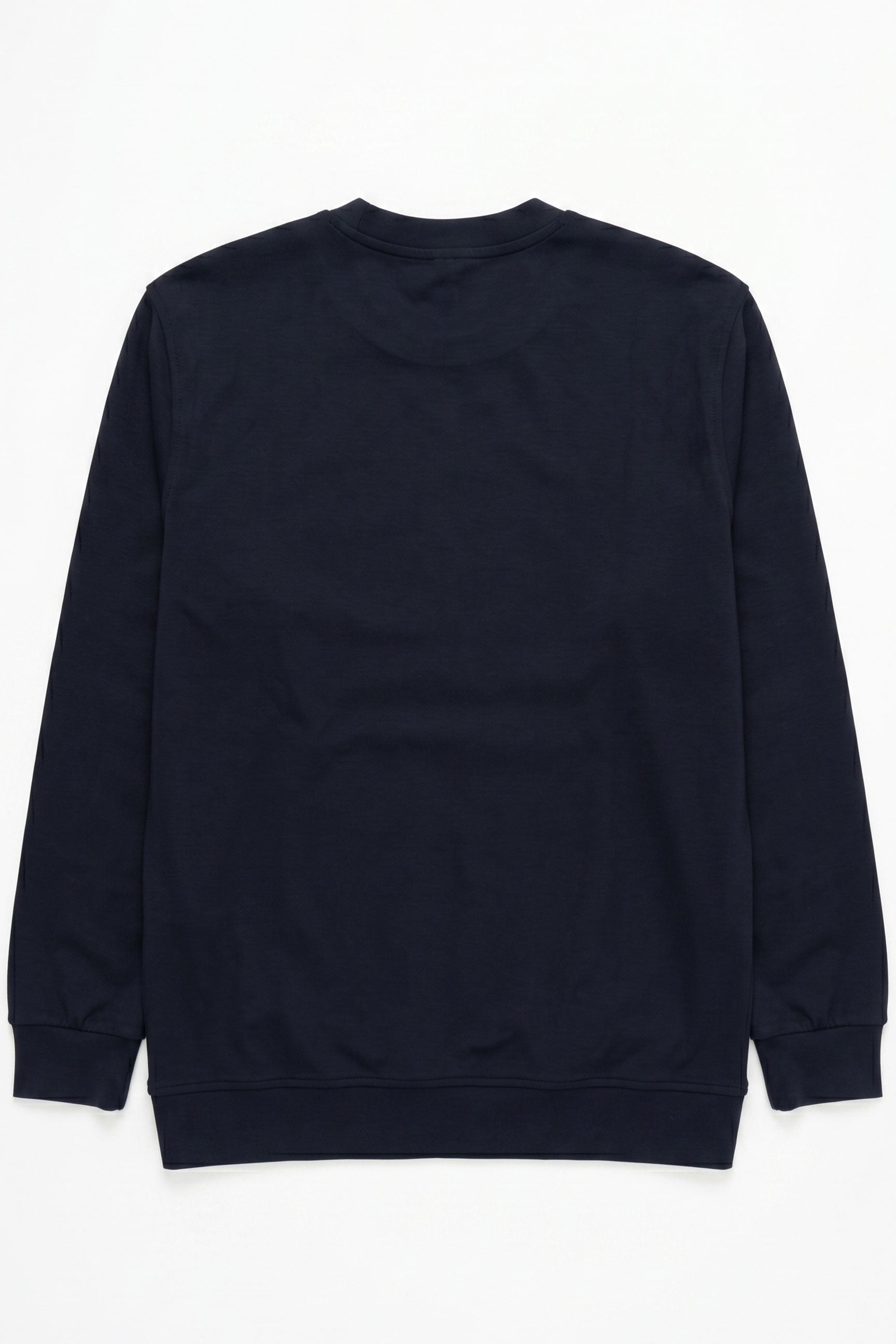 Felpa da uomo blu navy in misto cotone, girocollo, maniche lunghe, elasticizzata.