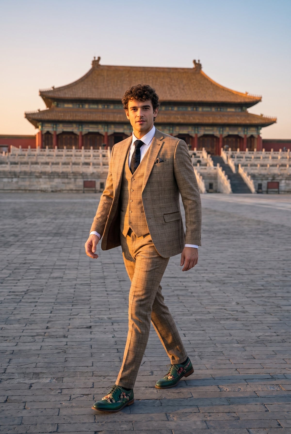 Look #278 styled with Liam - Abito da uomo a quadri marrone 3 pezzi
