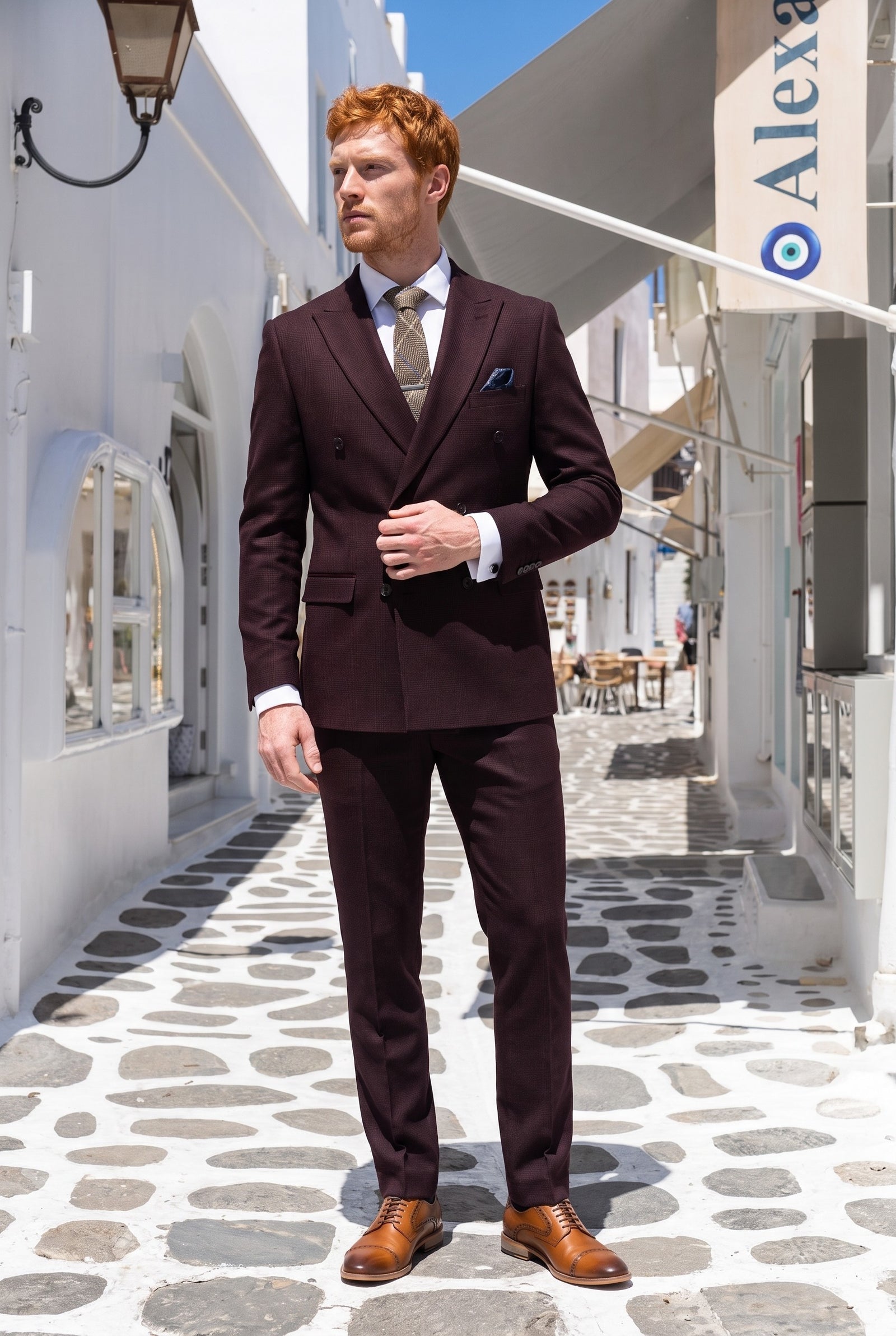 Look #732 styled with Regent - Abito doppiopetto da uomo in 2 pezzi color bordeaux