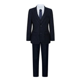 Boys Navy Blue 5 Piece Suit Blazer Waistcoat Shirt Tie Trousers Wedding Party