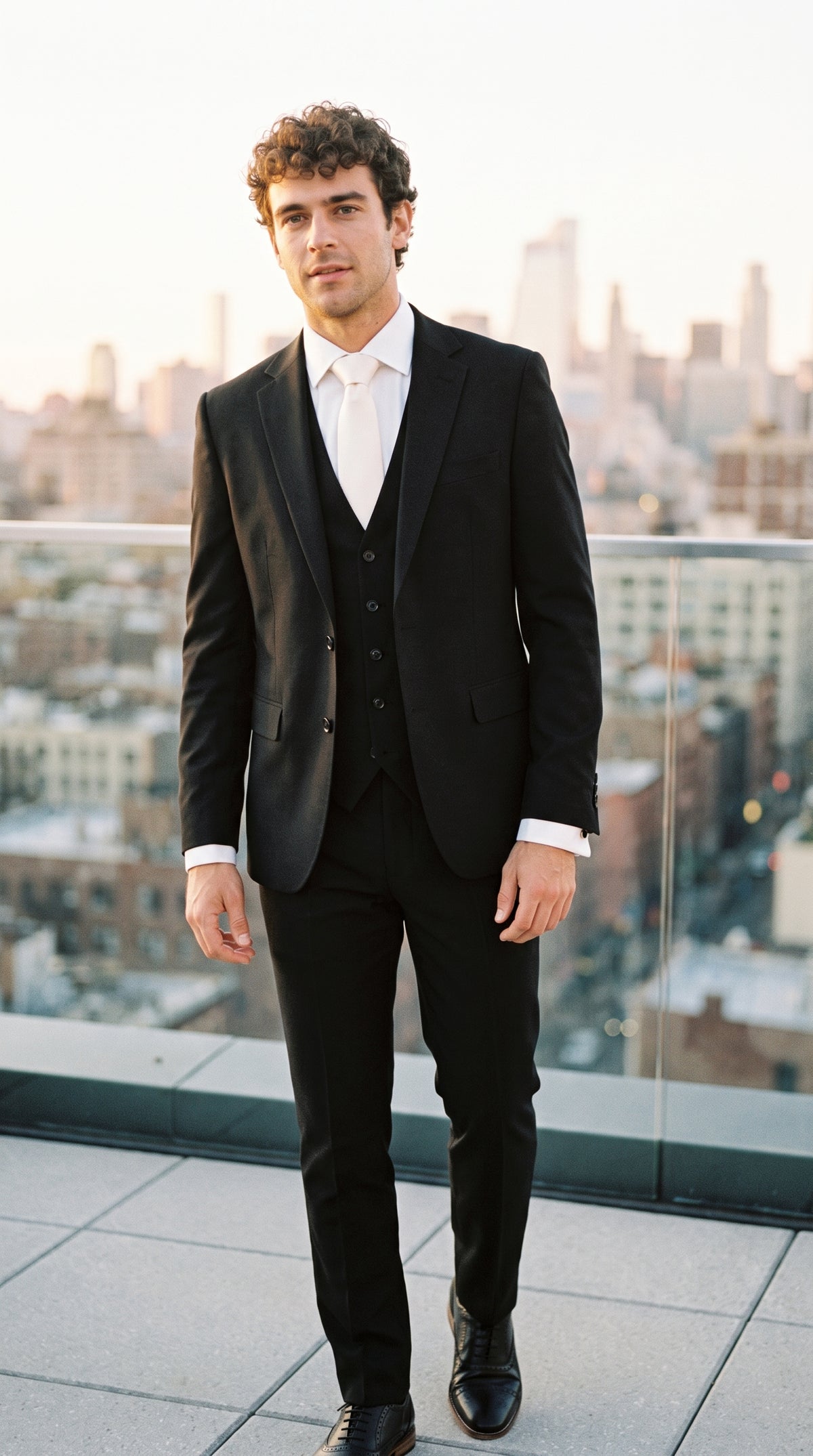 Look #818 styled with Malibu - Abito da uomo su misura, 3 pezzi, nero
