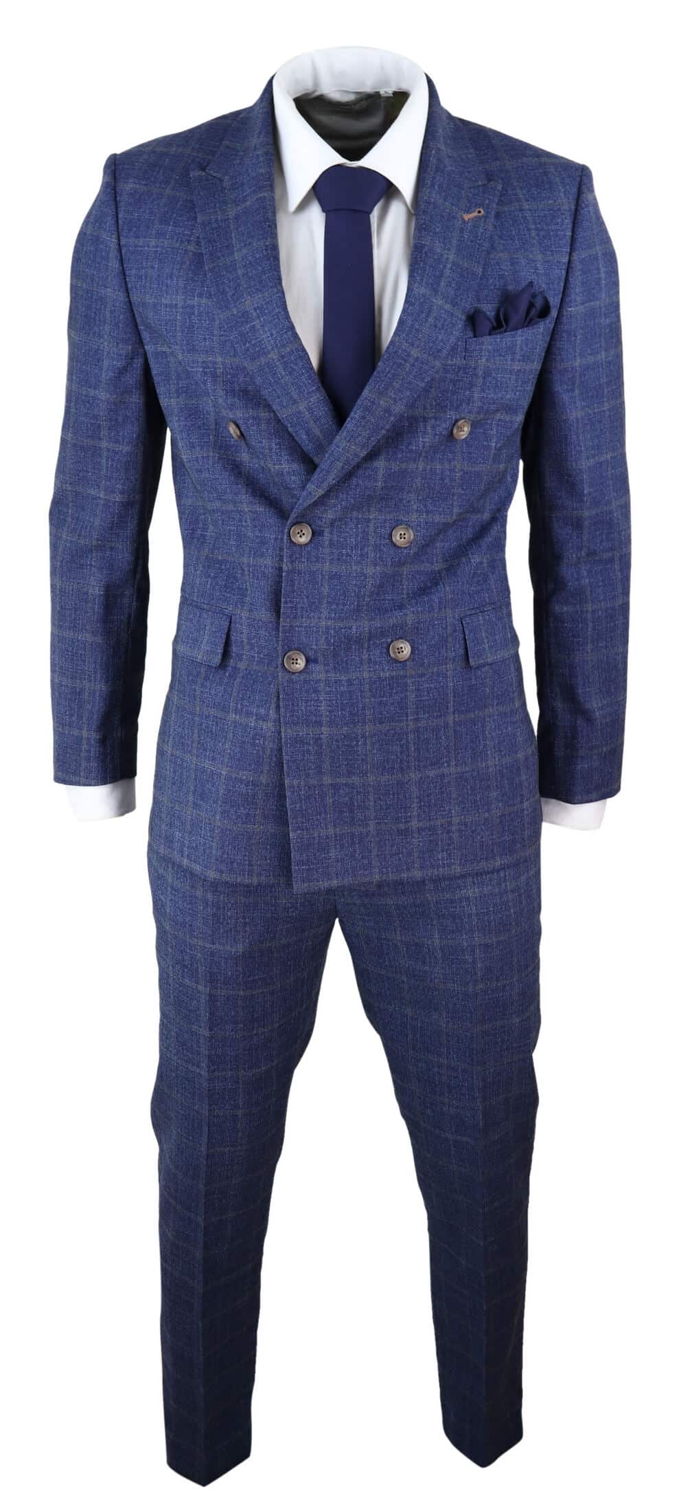 Blue Check Double Breasted 2 Piece Suit