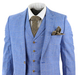 Men's Light Blue Linen 3 Piece Suit