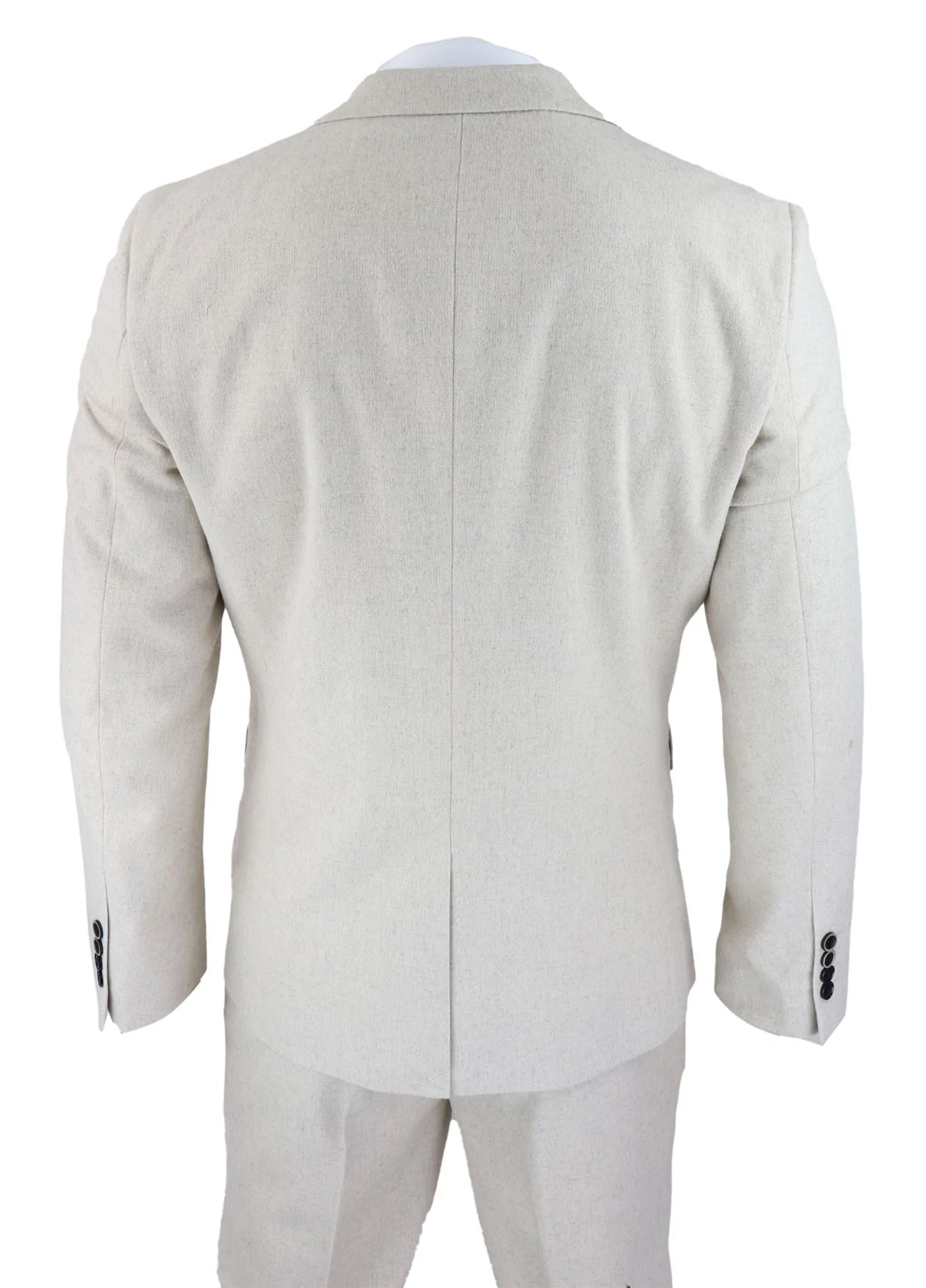 Mens Wool 3 Piece Cream Beige Suit Slim Fit Classic Wedding Party Vintage 1920s