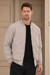 Giacca bomber reversibile da uomo grigia e beige, leggera e trapuntata, 2 in 1