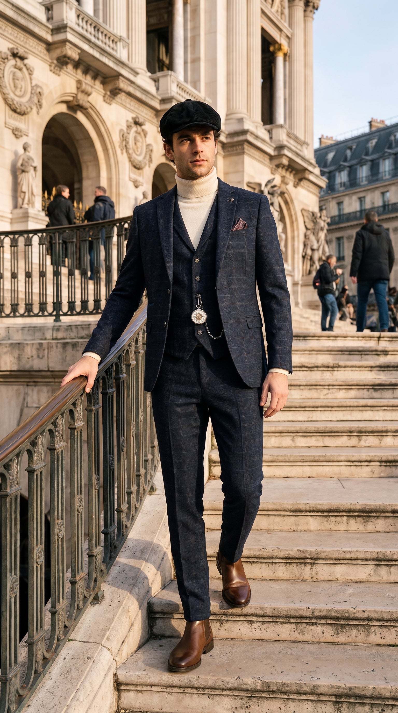 Look #133 styled with Maglione da uomo a collo alto color crema, in morbido misto viscosa, a maniche lunghe.