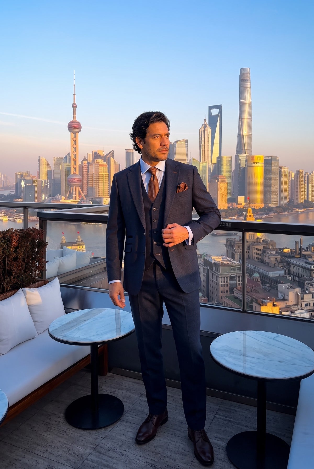 Look #995 styled with Cavani Connall - Abito vintage da uomo a quadri blu navy