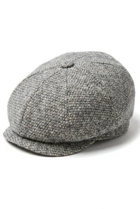 Cappello Baker Boy a 8 pannelli Shelby in lana tweed classico grigio chiaro