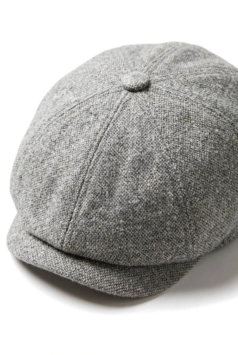 Cappello Baker Boy a 8 pannelli Shelby in lana tweed classico grigio chiaro