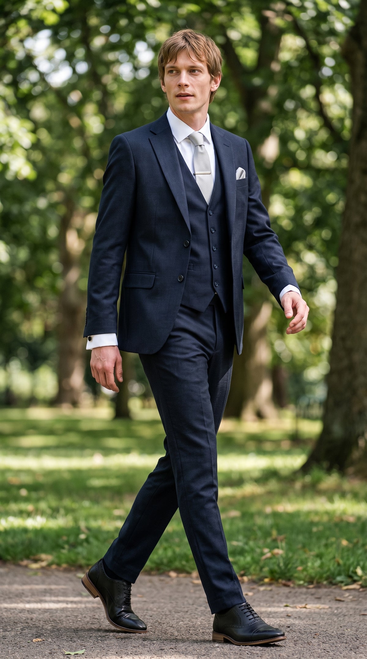 Look #823 styled with Bond - Abito da uomo su misura, 3 pezzi, blu navy scuro