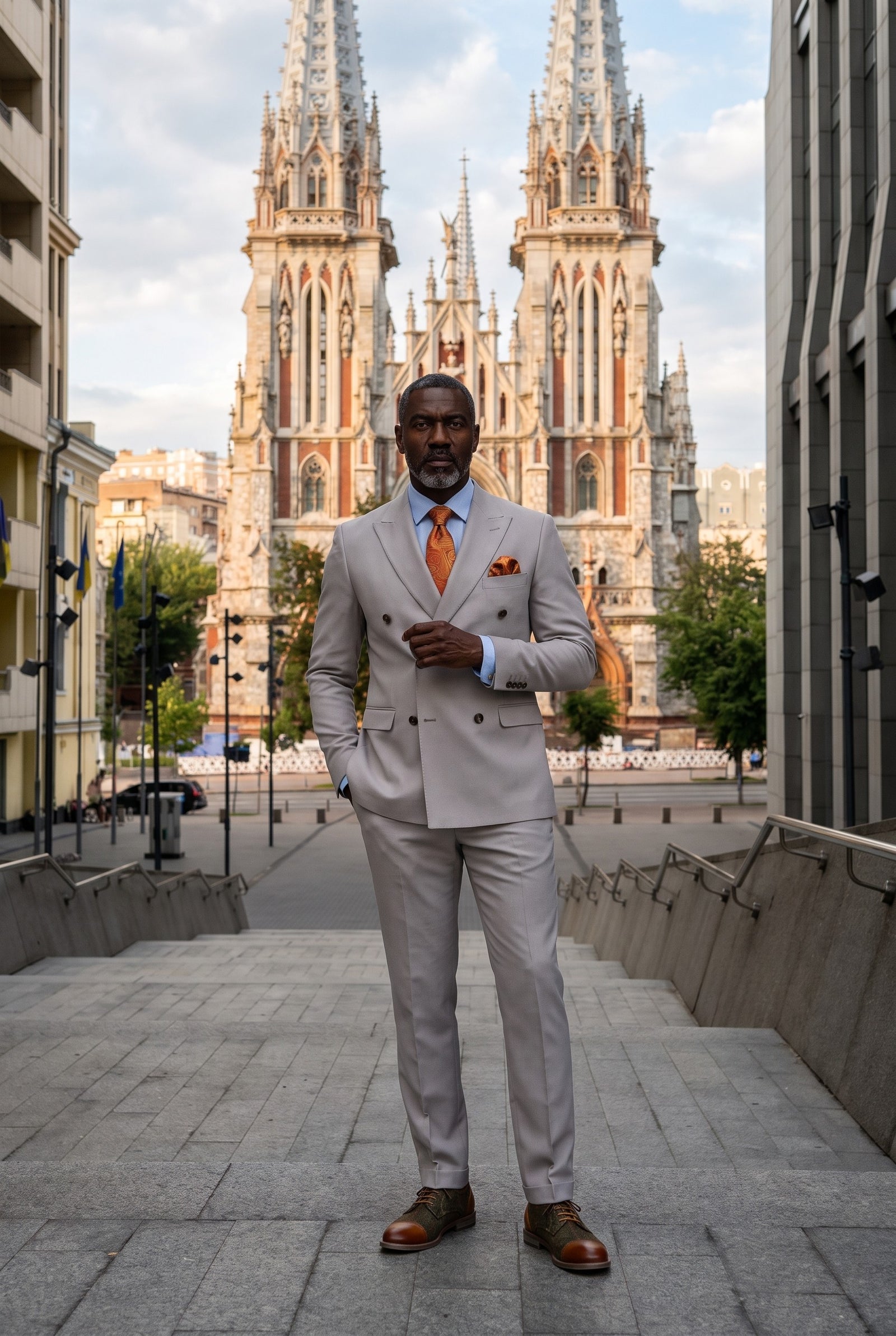Look #655 styled with Mayfair - Abito doppiopetto da uomo in due pezzi color pietra